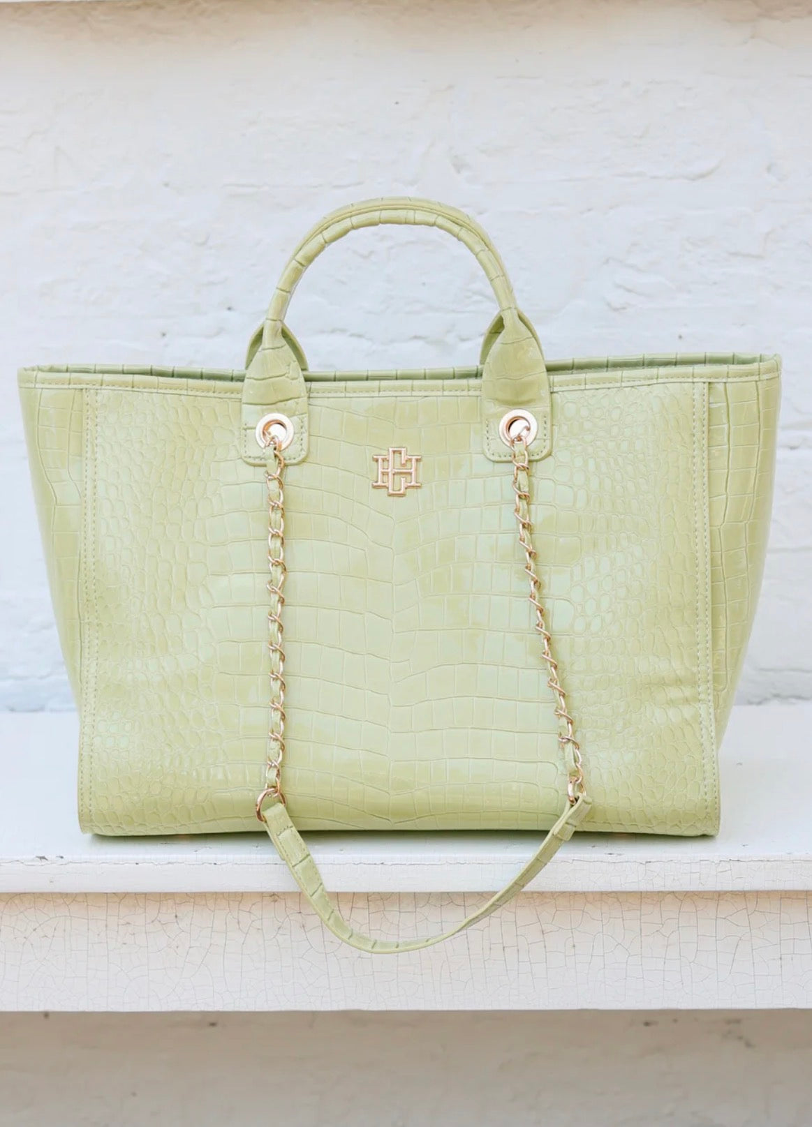 Missy Tote Bag - Lime Patent EC