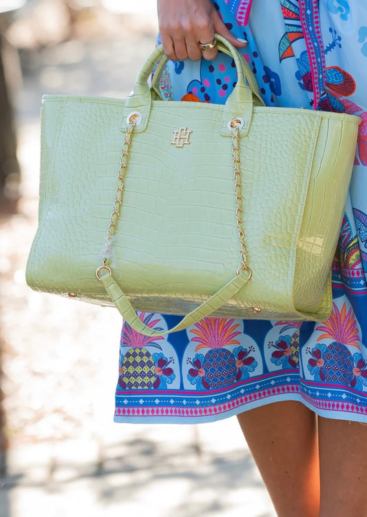 Missy Tote Bag - Lime Patent EC