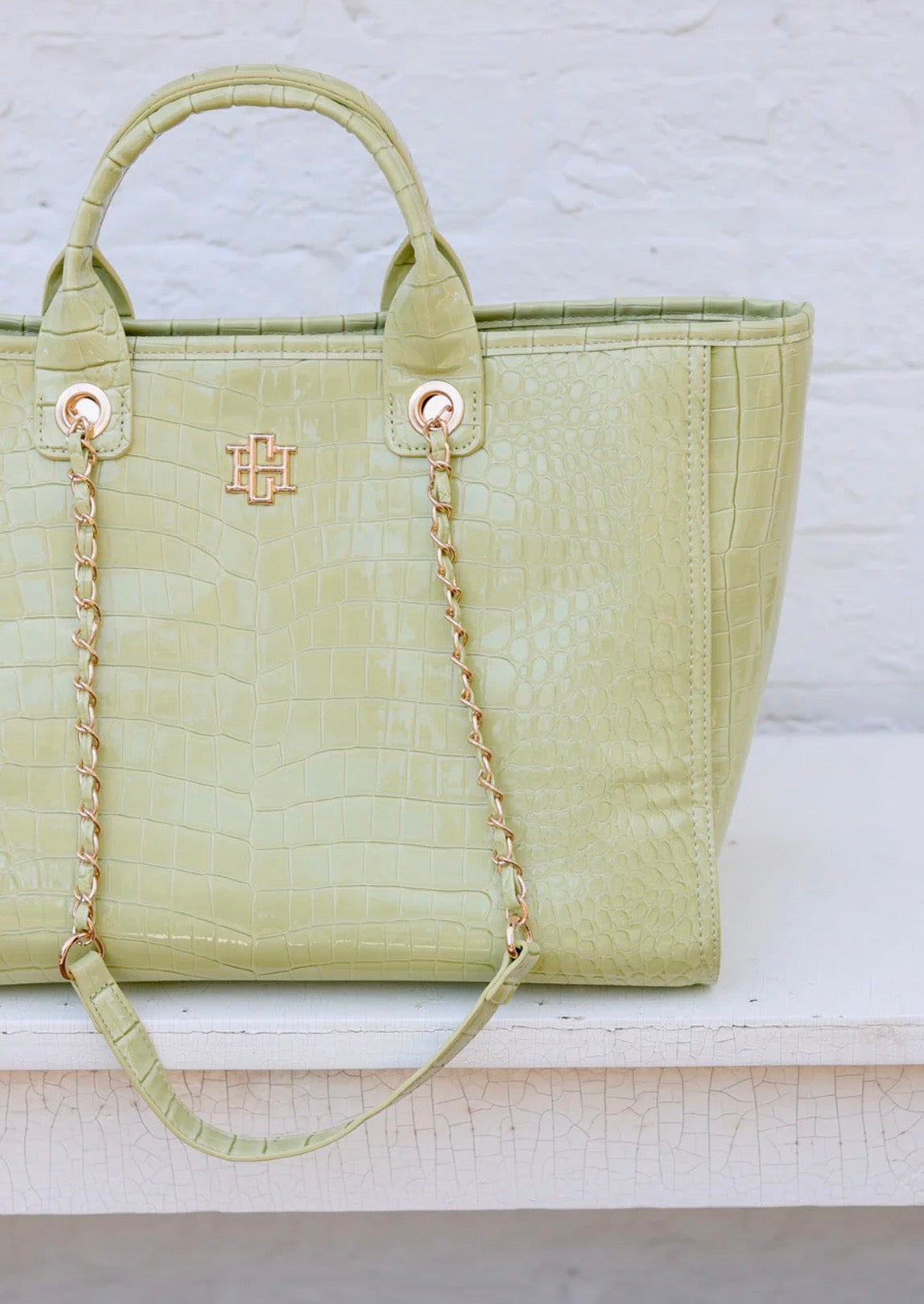Missy Tote Bag - Lime Patent EC