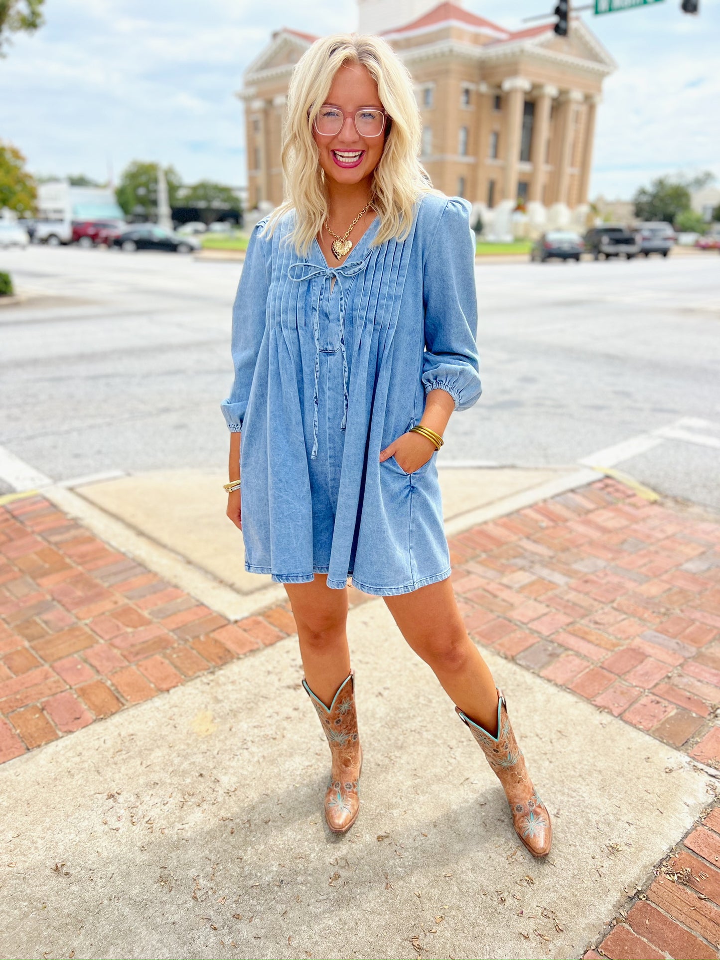 Claire Denim Romper