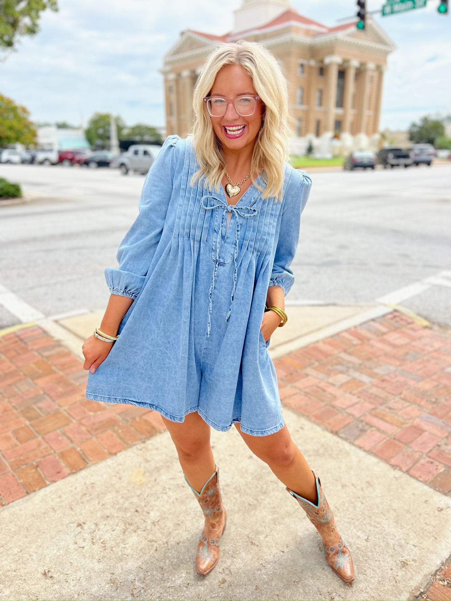 Claire Denim Romper